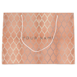 Bolsa De Regalo Grande Personalizado Cuatrefoil Rosa metálico