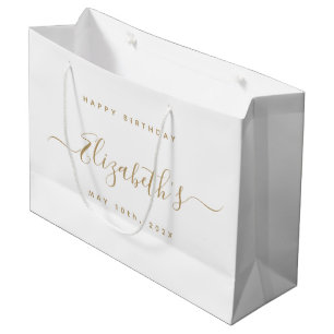 Bolsa De Regalo Grande Personalizado Cumpleaños Negro y Oro
