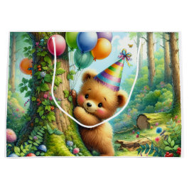 Bolsa De Regalo Grande Personalizado Cute Bear Cub Cumpleaños
