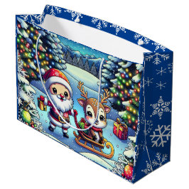 Bolsa De Regalo Grande Personalizado Cute Santa y Navidades de renos