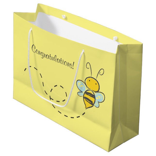 Bolsa De Regalo Grande Personalizado de abeja amarilla (Angulo Anverso)