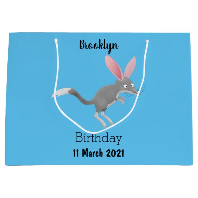 Bolsa De Regalo Grande Personalizado de bilby australiano feliz (Anverso)