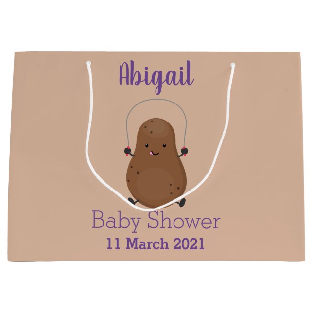 Bolsa De Regalo Grande Personalizado de cuerda de saltar de patata feliz (Anverso)