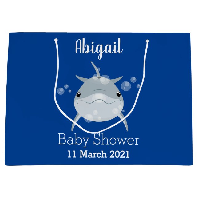 Bolsa De Regalo Grande Personalizado de delfín kawaii feliz (Anverso)