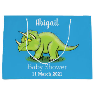 Bolsa De Regalo Grande Personalizado de dinosaurios de triceratops verde