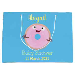 Bolsa De Regalo Grande Personalizado de donut rosa alegre y brillante
