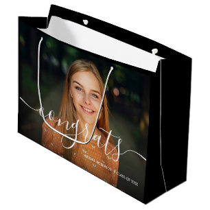 Bolsa De Regalo Grande Personalizado de foto de graduación de felicitaci