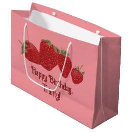 Bolsa De Regalo Grande Personalizado de fresas rojas y rosas