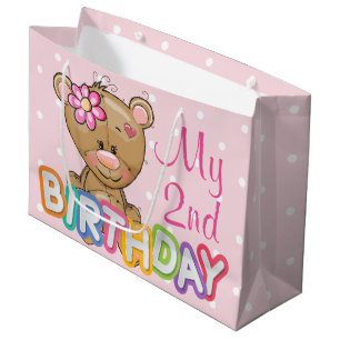 Bolsa De Regalo Grande Personalizado de la fiesta de cumpleaños del oso