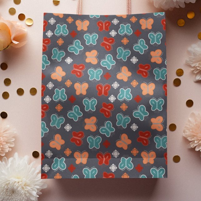 Bolsa De Regalo Grande Personalizado de mariposa multicolor (gift bag, birthday surprise gift bag, teddy bear gift bag, wine gift bag, travel bag, use and throw )
