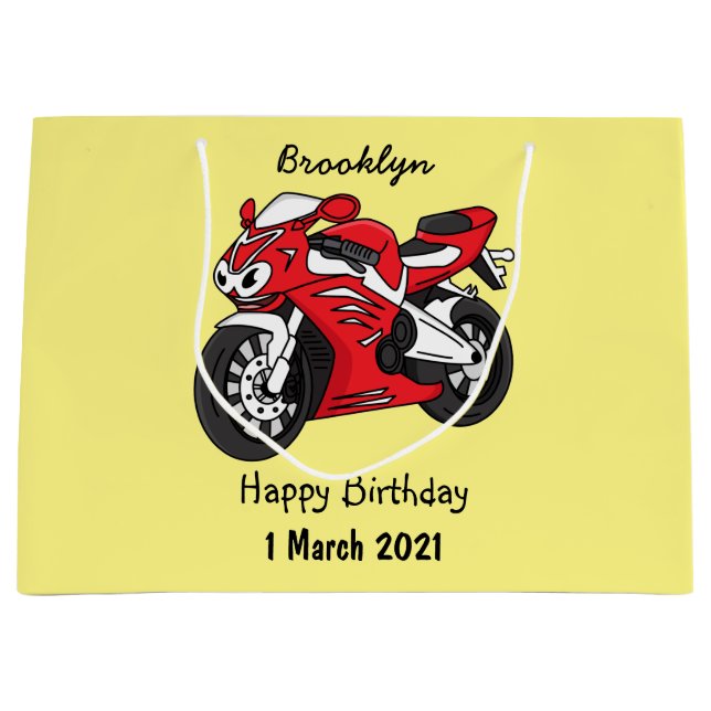 Bolsa De Regalo Grande Personalizado de motocicleta roja (Anverso)