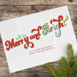 Bolsa De Regalo Grande Personalizado de Navidades merry y Bright