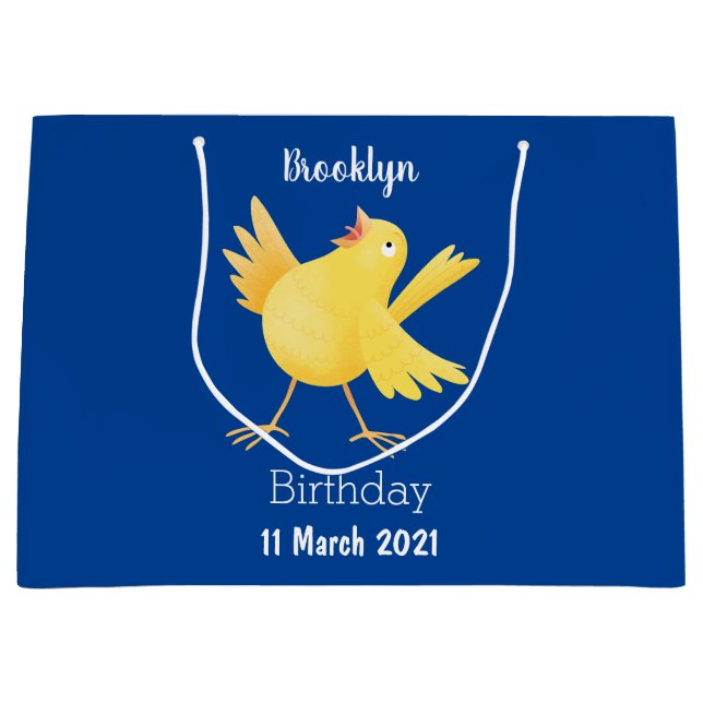 Bolsa De Regalo Grande Personalizado de pájaro canario amarillo cantando  (Anverso)