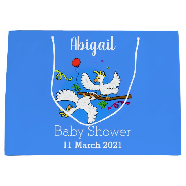 Bolsa De Regalo Grande Personalizado de pájaros de cacatúa graciosa (Anverso)