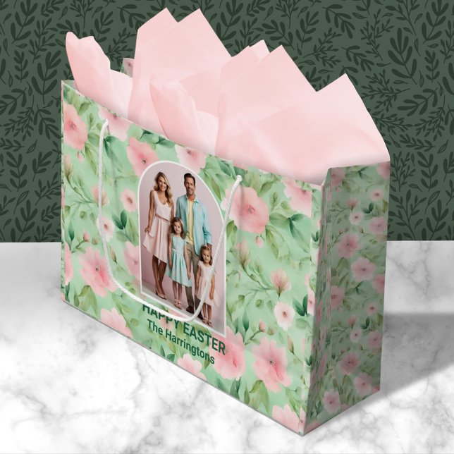 Bolsa De Regalo Grande Personalizado de Pascua Foto Pastel Pink & Green F (Subido por el creador)