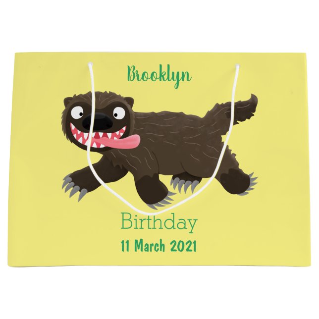 Bolsa De Regalo Grande Personalizado de un animal lobverino hambriento (Anverso)