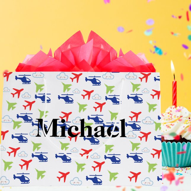 Bolsa De Regalo Grande Personalizado del Aviador de Avión y Nubes de Colo (Subido por el creador)