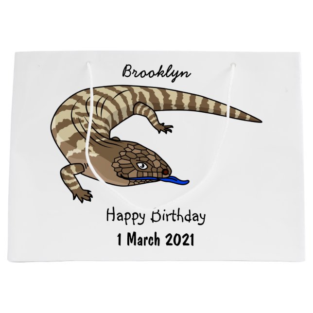 Bolsa De Regalo Grande Personalizado del reptil de lagarto de lengua azul (Anverso)