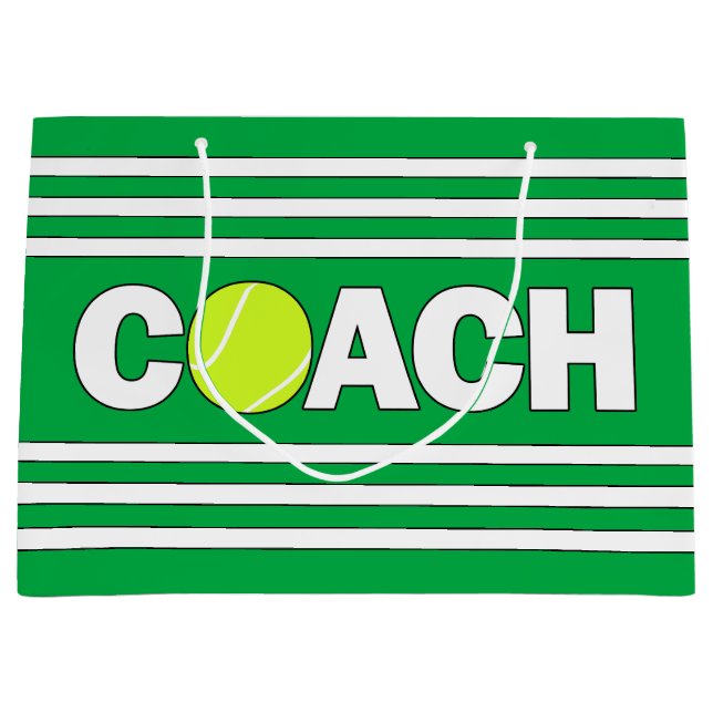 Bolsa De Regalo Grande Personalizado entrenador de tenis Fiesta de equipo (Anverso)