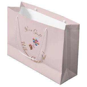 Bolsa De Regalo Grande Personalizado es un oso y globo Chica