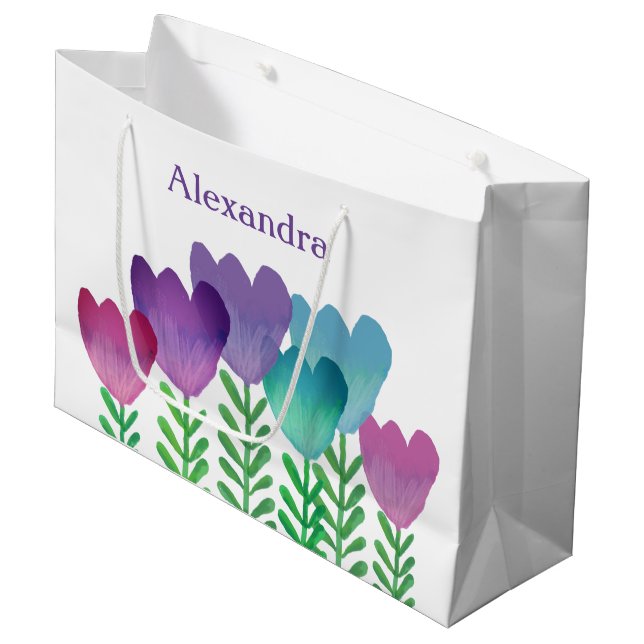Bolsa De Regalo Grande Personalizado Floral Elegante Y Moderno (Angulo Anverso)