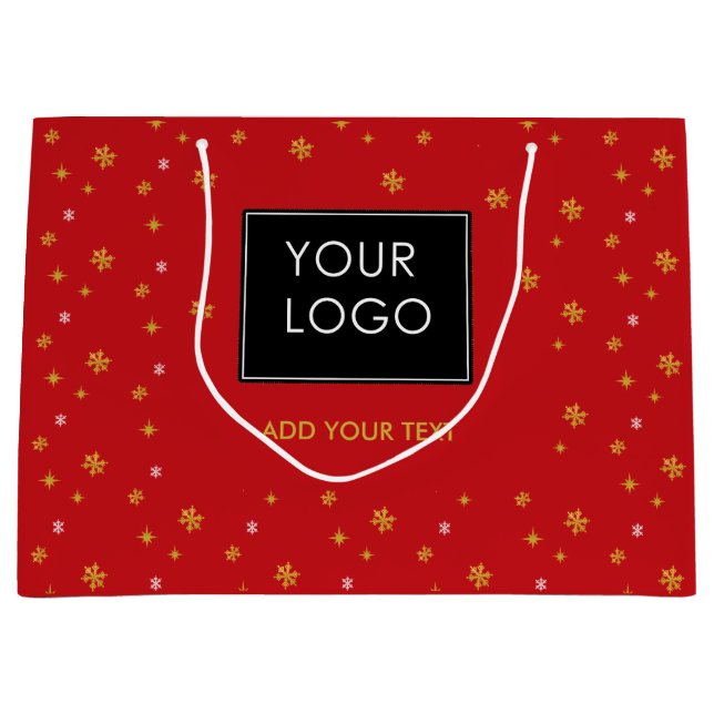 Bolsa De Regalo Grande Personalizado Logo Company Business Navidades Snow (Anverso)