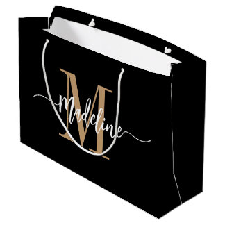 Bolsa De Regalo Grande Personalizado Monograma Nombre de guión moderno Sw