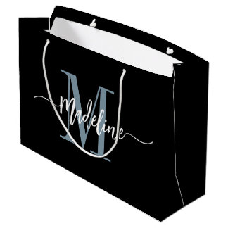 Bolsa De Regalo Grande Personalizado Monograma Nombre de guión moderno Sw
