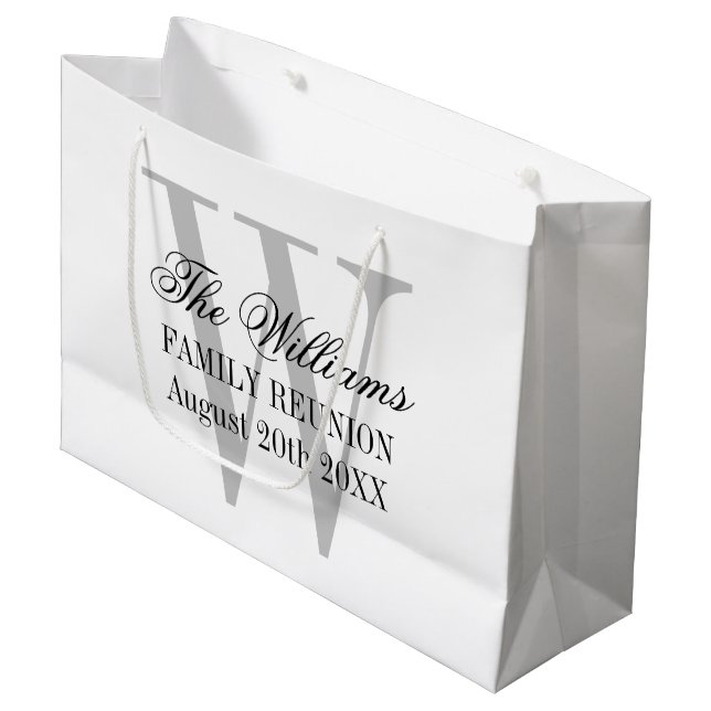 Bolsa De Regalo Grande Personalizado monograma reunión familiar elegante (Angulo Anverso)
