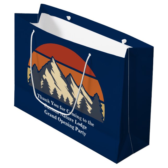 Bolsa De Regalo Grande Personalizado Mountain Sunset Nature Retreat Blue (Angulo Anverso)