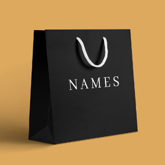 Bolsa De Regalo Grande Personalizado negro simple Añadir su nombre elegan