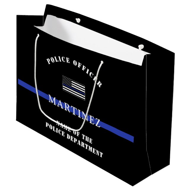 Bolsa De Regalo Grande Personalizado policía delgada de la línea azul pol (Angulo Anverso)