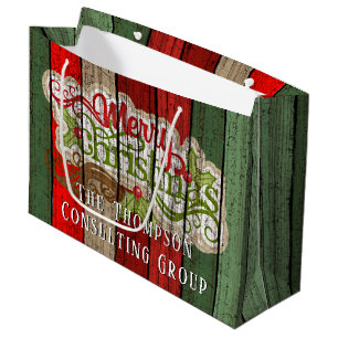 Bolsa De Regalo Grande Personalizado Red Green Weathered Planks de madera