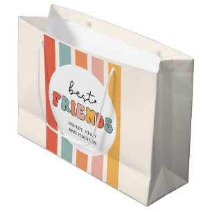 Bolsa De Regalo Grande Personalizado Retro Mejor Amigos BFFs Cute Besties