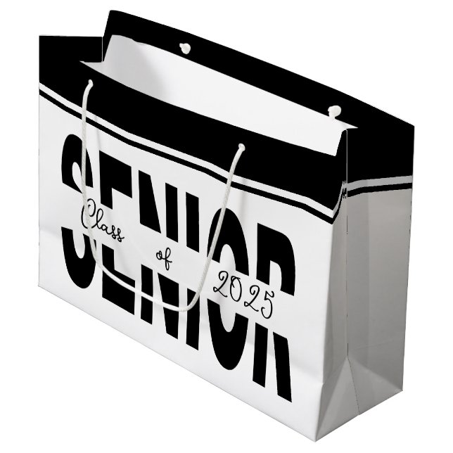 Bolsa De Regalo Grande Personalizado senior negro clásico (Angulo Anverso)