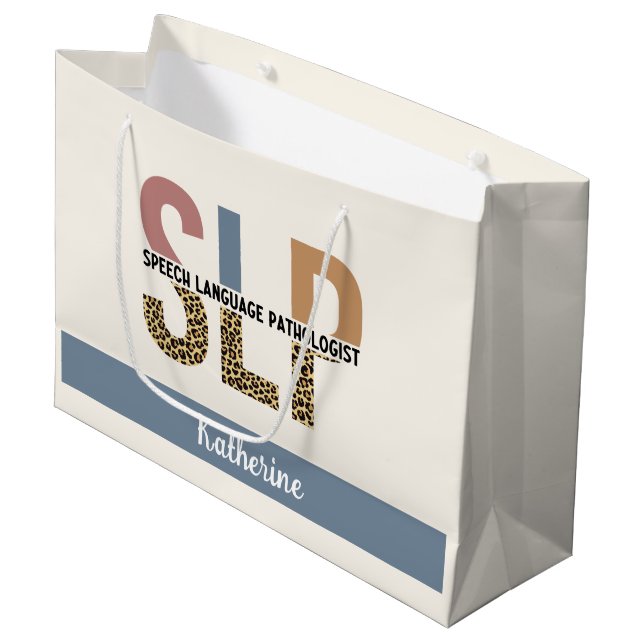 Bolsa De Regalo Grande Personalizado SLP Speech Pathólogo Leopard Print (Angulo Anverso)