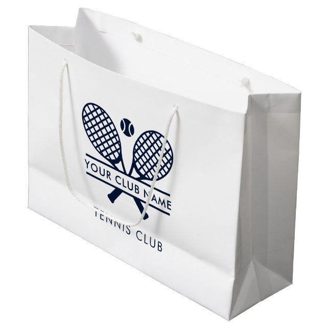 Bolsa De Regalo Grande Personalizado Tennis Club Nombre Equipo Navy Azul (Angulo Anverso)