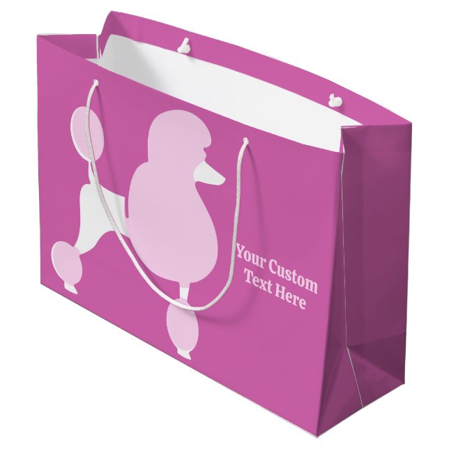 Bolsa De Regalo Grande Personalizado Texto Pink Poodle (Angulo reverso)
