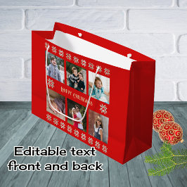 Bolsa De Regalo Grande Personalizado texto seis fotos flores de invierno 