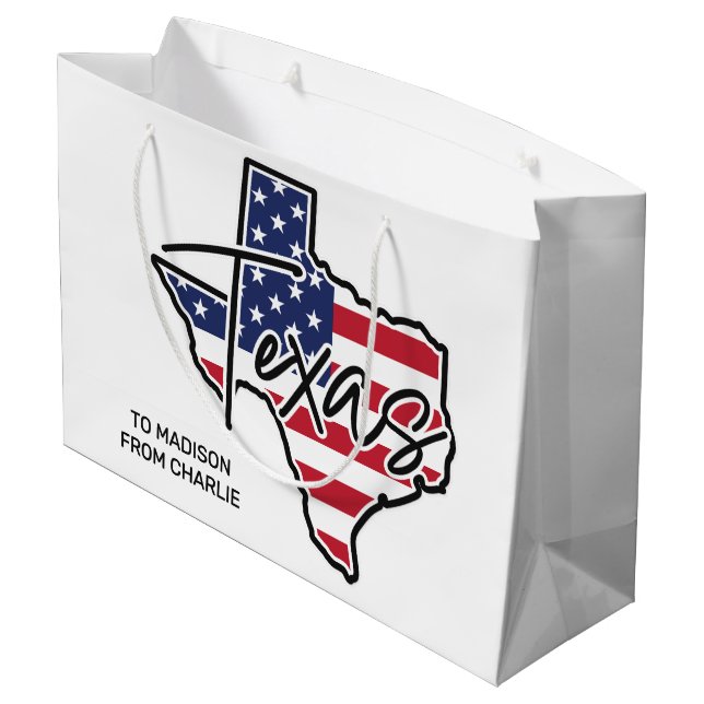 Bolsa De Regalo Grande Personalizado Textos Texas (Angulo reverso)