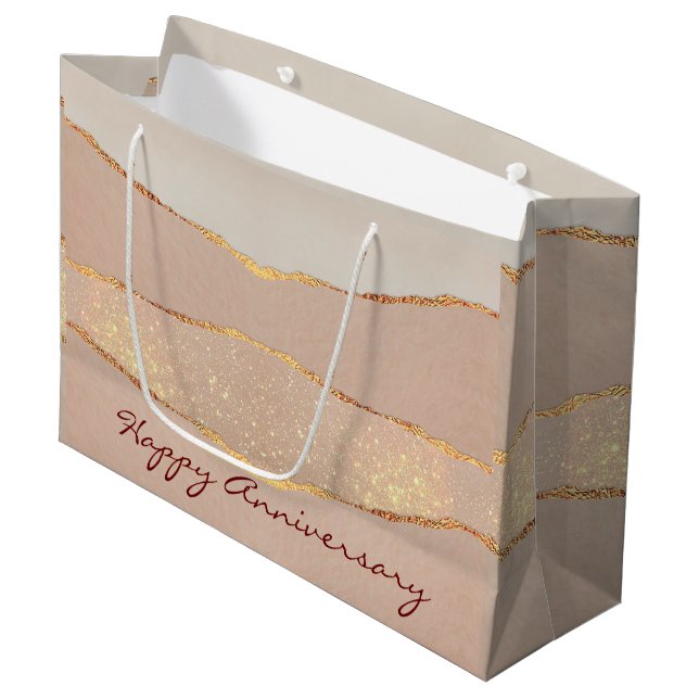 Bolsa De Regalo Grande Personalizar de lujo Purpurina Rosa Gold (Angulo Anverso)