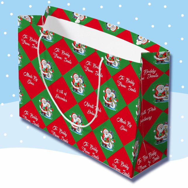 Bolsa De Regalo Grande Personalizar El Nombre De Los Navidades De Santa C (Subido por el creador)