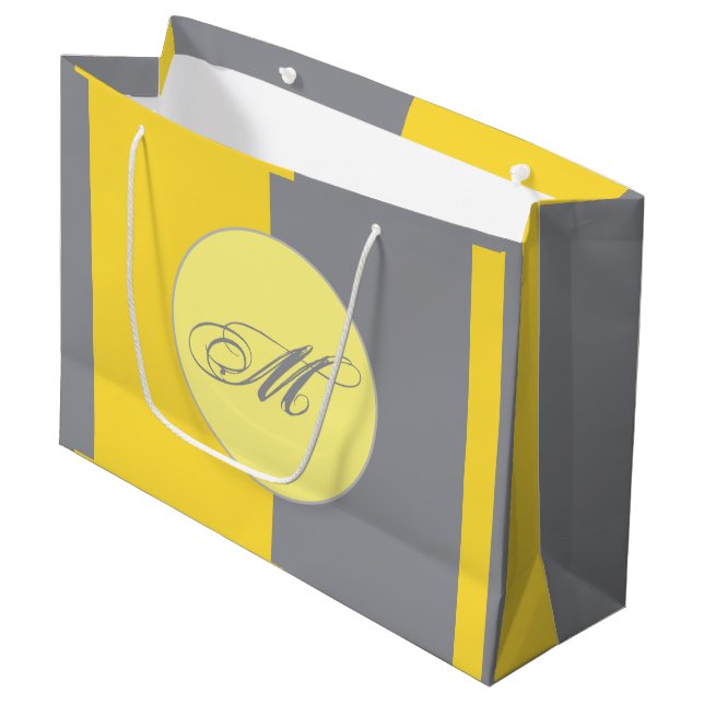 Bolsa De Regalo Grande Personalizar Gris Amarillo Claro Y Suave (Angulo Anverso)