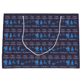 Bolsa De Regalo Grande Personalized Christmas Gift Bag - Silhouette Santa