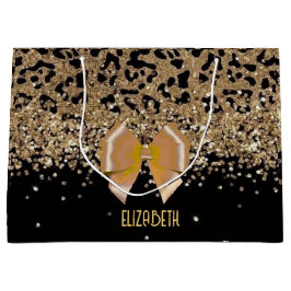 Bolsa De Regalo Grande Personalized Gold Black Leopardwith Elegant Golden
