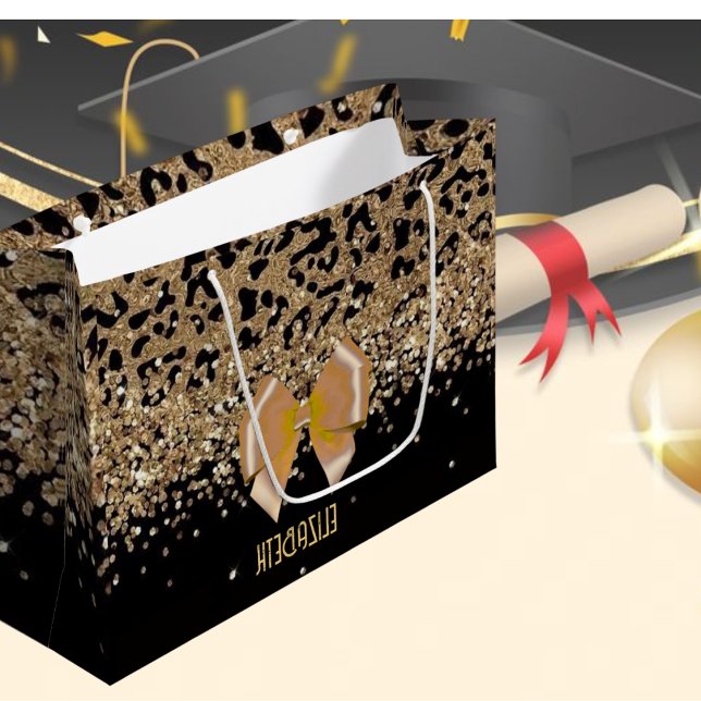 Bolsa De Regalo Grande Personalized Gold Black Leopardwith Elegant Golden (Subido por el creador)