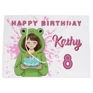 Bolsa De Regalo Grande Personalized Kawaii Frog Hoodie Girl Birthday