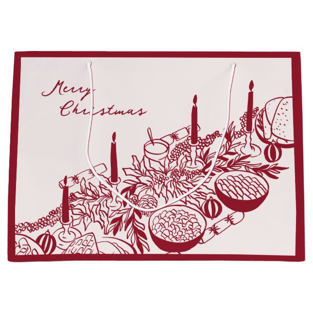 Bolsa De Regalo Grande Personalized Merry Christmas Table Minimal Design (Anverso)