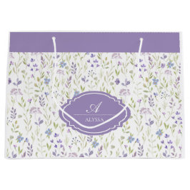 Bolsa De Regalo Grande Personalized Purple Floral Monogram