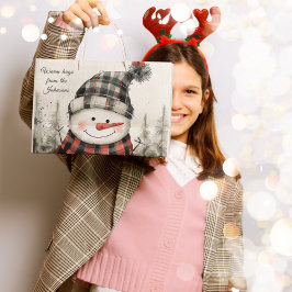 Bolsa De Regalo Grande Personalized Snowman Winter Hug Family Name 